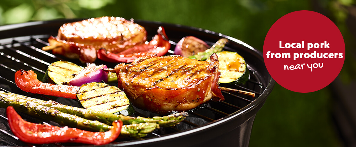 Homemade BBQ pork tournedos with seasonal vegetables