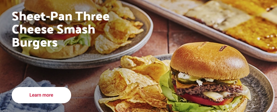 Sheet pan three cheese smash burgers