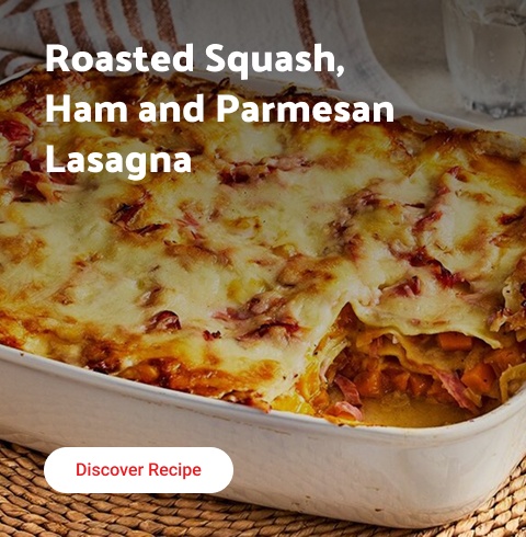 Roasted Squash, Ham and Parmesan Lasagna